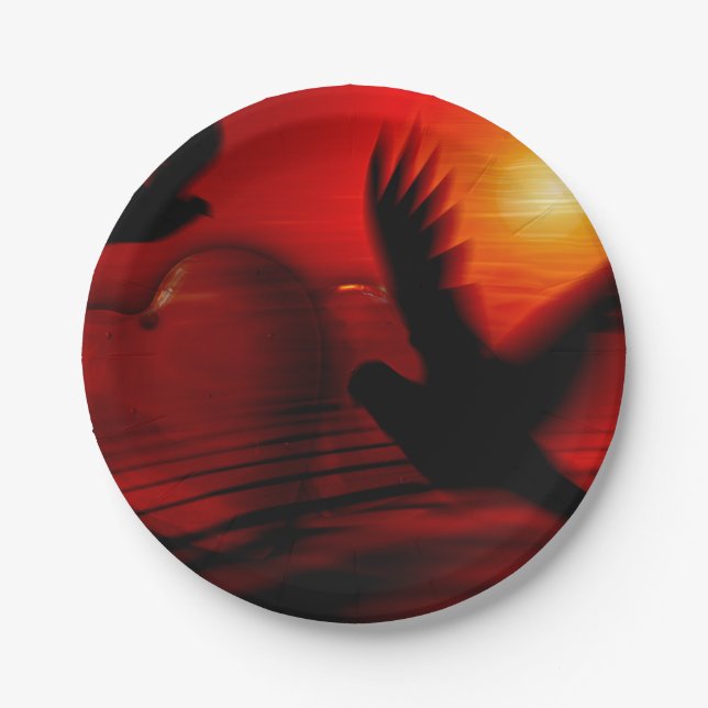 Plato De Papel Corazones y palomas (Anverso)