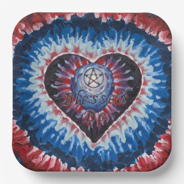Plato De Papel CorazónTieDye (Anverso)