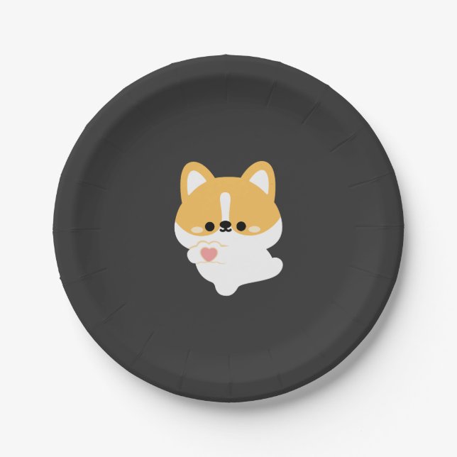 Plato De Papel Corgi amoroso (Anverso)