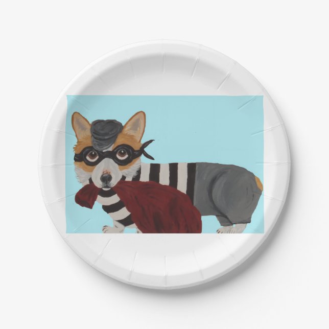 Plato De Papel Corgi Burglar  (Anverso)