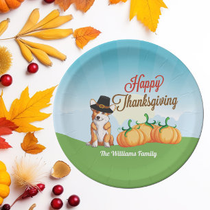 Plato De Papel Corgi de Acción de Gracias en Personalizado Gorra 
