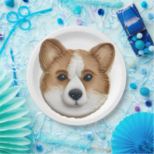 Plato De Papel Corgi Dog 3D Inspirado