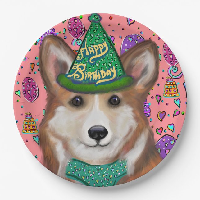 PLATO DE PAPEL CORGI GALÉS DE PEMBROKE  (Anverso)