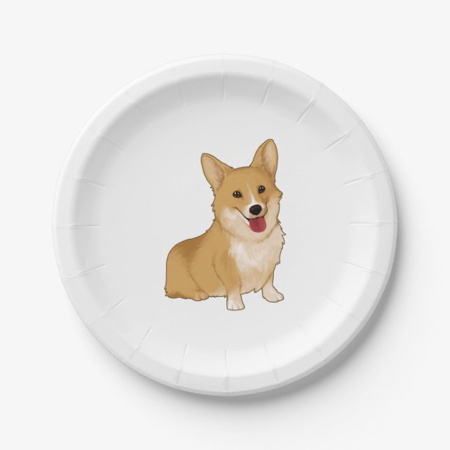 Plato De Papel Corgi sonriente (Anverso)