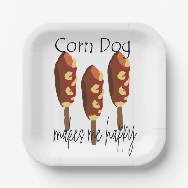 Plato De Papel Corndog me hace feliz Fiesta (Anverso)
