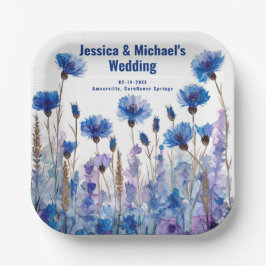 Plato De Papel 💍 Cornflowers y Lavender Elegance