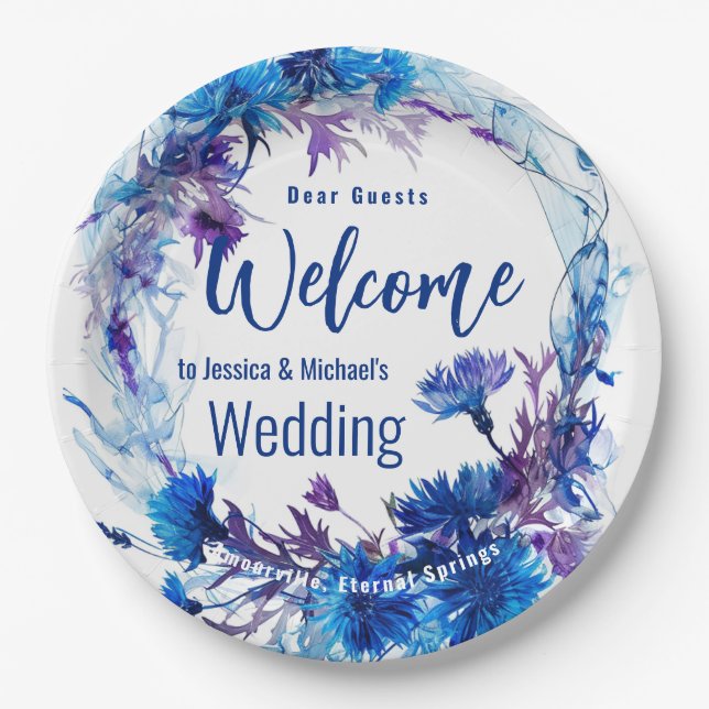 Plato De Papel 💍 🪻 Cornflowers y Lavender Elegance (Anverso)