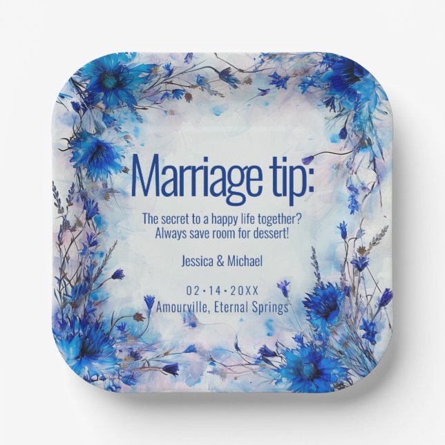 Plato De Papel 💍 Cornflowers y Lavender Elegance (Anverso)