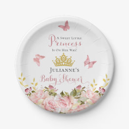 Plato De Papel Corona | Butterflies Floral Princess Baby Shower