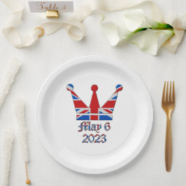 Plato De Papel Corona con coronación de Union Jack King Charles