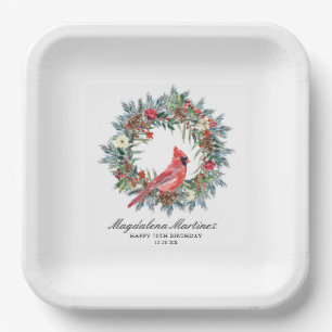 Plato De Papel Corona de cardenal rojo para el 70 cumpleaños pers