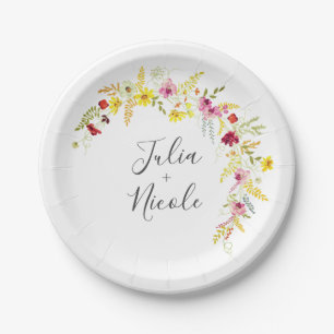 Plato De Papel Corona de flores de orquídea silvestre rosa púrpur