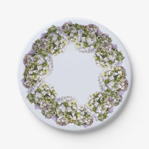 Plato De Papel Corona de Hortensias