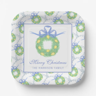 Plato De Papel Corona de limones Amalfi acuarela personalizada