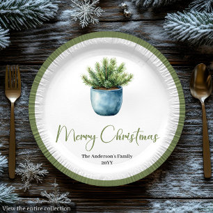 Plato De Papel Corona de Navidad Moderna Boho en Estilo Botánico