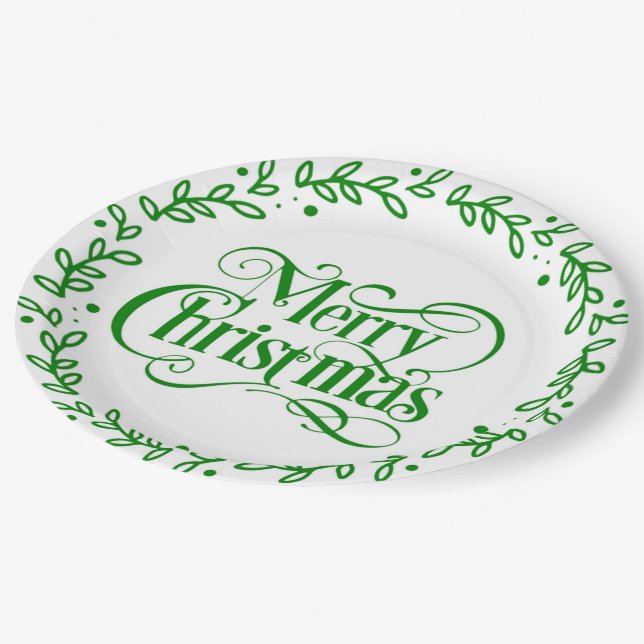 PLATO DE PAPEL CORONA DE NAVIDAD VERDE (Angular)