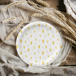 Plato De Papel Corona de oro de Princesa