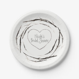 Plato De Papel Corona de palos rústicos ramas personalizada para 