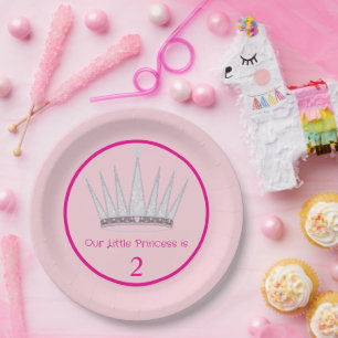 Plato De Papel Corona de Princesa Real Cumpleaños