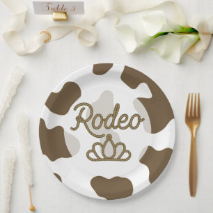 Plato De Papel Corona de vaquera de rodeo country western fiesta