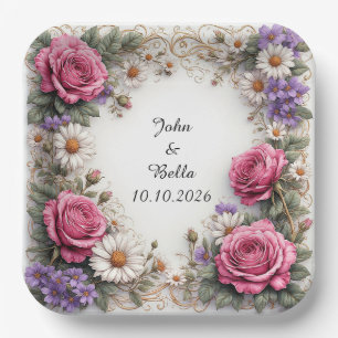 Plato De Papel Corona decorativa floral