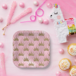 Plato De Papel Corona dorada