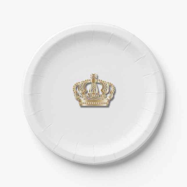 Plato De Papel Corona Dorada Simple (Anverso)