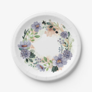 Plato De Papel Corona floral acuarela