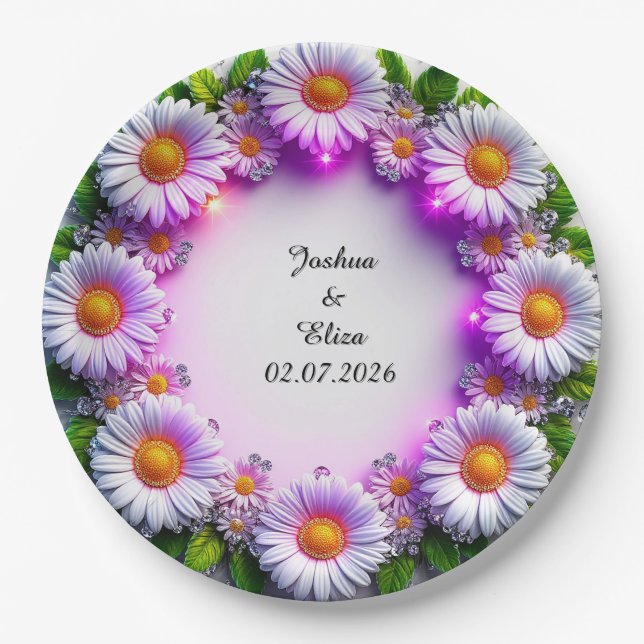 Plato De Papel Corona floral de boda (Anverso)