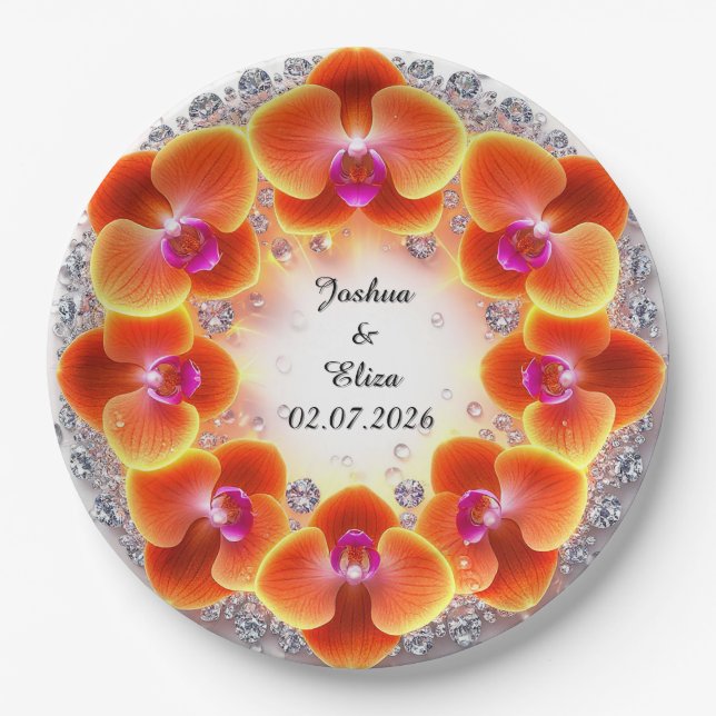 Plato De Papel Corona floral de boda (Anverso)