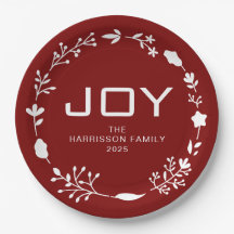Corona floral de Navidad Joy Familia Nombre person