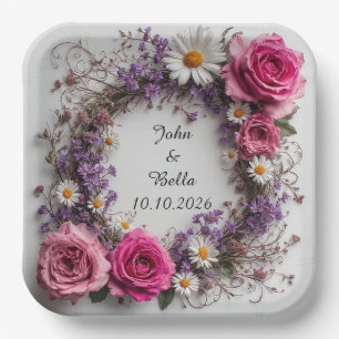 Plato De Papel Corona floral decorativa
