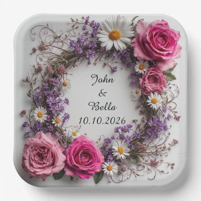 Plato De Papel Corona floral decorativa (Anverso)