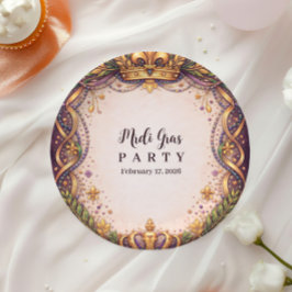 Plato De Papel Corona Real Fleur-de-Lis Carnaval