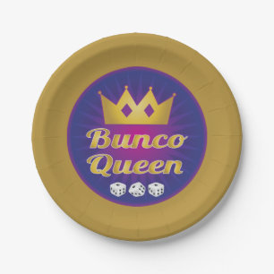 Plato De Papel Corona y dados de la reina de Bunco