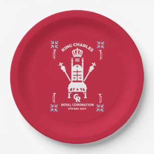 Plato De Papel Coronación Real Británica Rey Carlos III