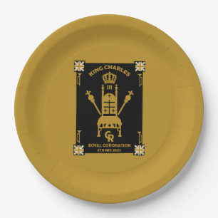 Plato De Papel Coronación Real Británica Rey Carlos III