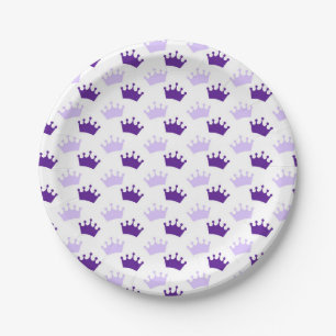 Plato De Papel Coronas Reales Moradas Cuento de Hadas Fiesta de B