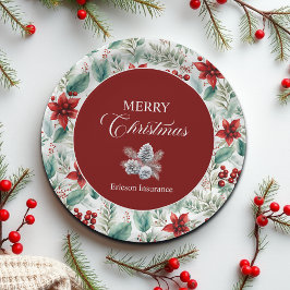 Plato De Papel Corporate Christmas Party Greenery Poinsettia