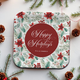 Plato De Papel Corporate Christmas Party Greenery Poinsettia