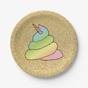 Plato De Papel Correa de arcoiris unicornio, Emoji, Emoji con car