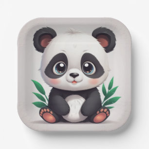 Plato De Papel Córrido panda