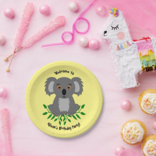 Plato De Papel Cortar koala con periódico de cumpleaños para niño