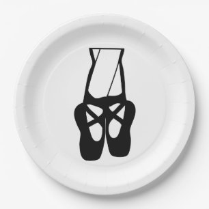 Plato De Papel Cortas zapatillas de ballet negro en punta