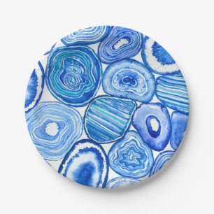 Plato De Papel Cortes de agallas azules