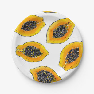 Plato De Papel Cortes de papaya