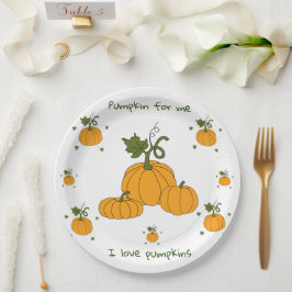 Plato De Papel Cosecha romántica de calabaza de naranja cutáneo