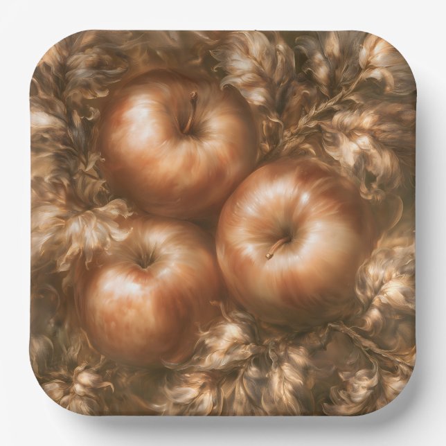 Plato De Papel Cosechar Manzanas (Anverso)