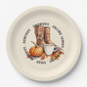 Plato De Papel Cosmopolita - Boots, especias de calabaza, hoguera