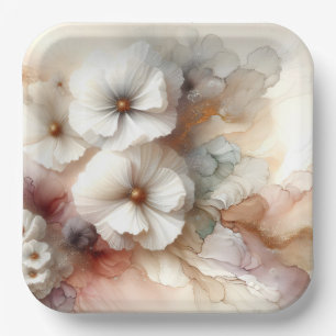 Plato De Papel Cósmos Florales Abstractos Etéreos